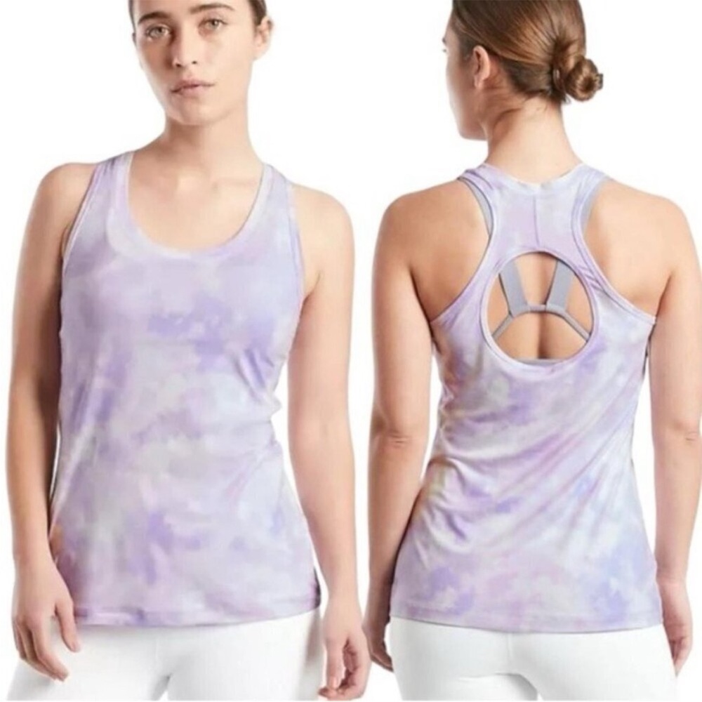 Athleta purple white tie dye Nitro keyhole plus size tank top size 3X